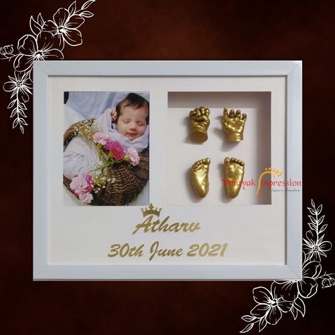 3d Casting Ideas, Baby Casting Frame, Baby Casting Ideas, Hand Casting Ideas Couple, 3d Casting, Baby Hand And Foot Prints, Baby Handprint Crafts, Baby Cast, Baby Boy Newborn Photography