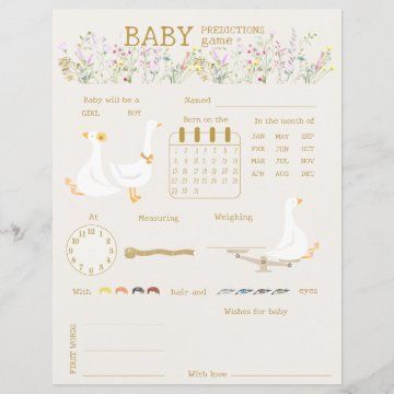 Boho Goose Duck Baby Shower Ice Breaker Bingo Game | Zazzle Silly Goose Baby Shower Decor, Vintage Duck Baby Shower Theme, Goose Baby Shower Theme, Goose Themed Baby Shower Ideas, Duckling Baby Shower Theme, Goose Baby Shower Ideas, Mother Goose Baby Shower Ideas, Silly Goose Baby Shower Theme, Baby Guessing Game