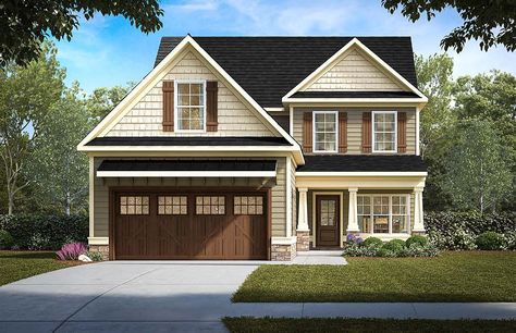 House Plan 76722 - Traditional Style with 2476 Sq Ft, 3 Bed, 2 Ba 2 Story Craftsman House Plans, Vaulted Family Room, Craftsman Details, Two Story House Plans, Printable Budget, Garage House Plans, Sims Ideas, Craftsman Style Home, Craftsman House Plan