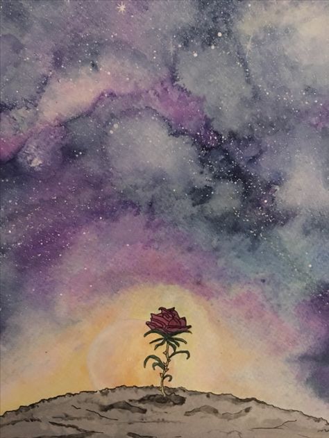 Water colour and acrylic ink flower. The lonely rose. By me Lonely Painting Ideas Simple, Lonely Paintings, Drawing Scenery, Journal Therapy, Art Journal Therapy, Holding Flowers, Acrylic Ink, Simple Wallpapers, Lily Rose