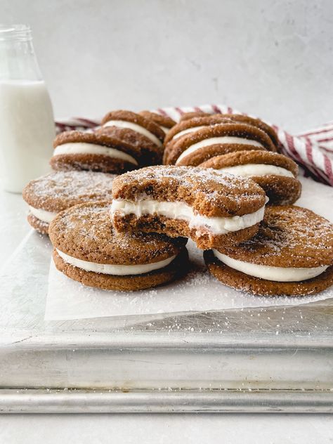 Ginger Molasses Sandwich Cookies, Ginger Sandwich Cookies, Molasses Sandwich Cookies, Molasses Cookie, Sherbet Recipes, Ginger Molasses, Sweet Kitchen, Raw Cookie Dough, Cookie Sandwiches