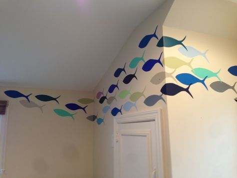 Underwater Nursery, Fish Mural, Underwater Bedroom, Fish Nursery, Ocean Mural, Ocean Themed Bedroom, Fishing Nursery, Underwater Theme, Kindergarten Design