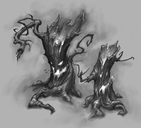 ArtStation - Twisted Treeline concepts, Peet Cooper Evil Tree, Tree Monster, Mascaras Halloween, Twisted Tree, Spooky Trees, Tree Sketches, Arte Obscura, Tree Drawing, Tree Tattoo