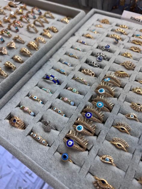 Evil Eyes Jewellery, Evil Eye Jewellery Aesthetic, Greece Jewelry Aesthetic, Greek Jewelry Aesthetic, Evileye Aesthetic, Evil Eye Aesthetic, Evil Eye Jewellery, Evil Eye Rings, Greek Jewellery