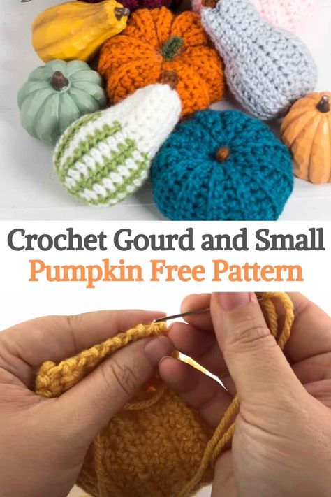 Crochet Gourds Pattern Free, Handmade Pumpkins, Crochet Fall Decor, Thanksgiving Crochet, Crochet Pumpkins, Crochet Holiday, Decorate For Fall, Fall Crochet Patterns, Fall Crochet