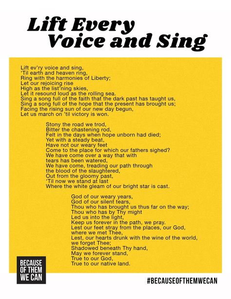 Lift Every Voice And Sing Lyrics, Lift Every Voice And Sing, Black National Anthem, James Weldon Johnson, Raise Your Voice, Kirk Franklin, Flannel Board, Bible Knowledge, National Anthem