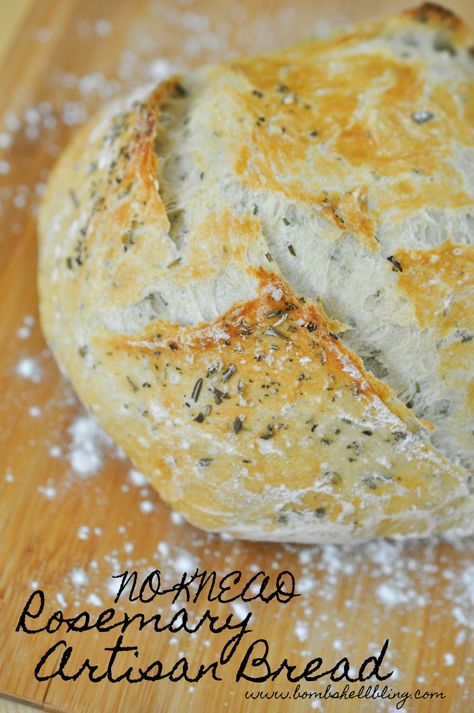 Rosemary Artisan Bread, Artesian Bread, Artisan Bread Recipe, Rock Crock Recipes, Peasant Bread, Rosemary Bread, Dutch Oven Bread, No Yeast Bread, Bread Rolls Recipe