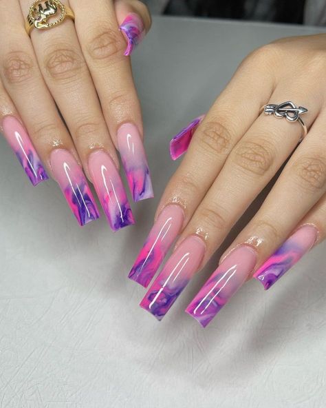 Coffin Ombre, Unghie Sfumate, Purple Acrylic Nails, Summer Nail Designs, Purple Nail Designs, Purple Nail, Dope Nail Designs, Long Acrylic Nails Coffin, Acrylic Nails Coffin Pink