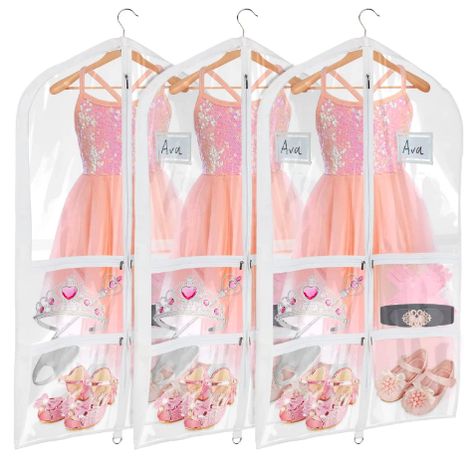 Univivi Clear PVC Dance Costume Bags (3 Pack) Garment Bag 40 Inch for Dance Competitions, with 4 Medium Clear Zipper Pockets and 1 Large Back Zippered Pocket Dance Garment Bag, Dance Garments, Dance Competitions, Costume Bags, Kids Garments, Garment Cover, Dance Recital, Best Dance, Suits And Jackets