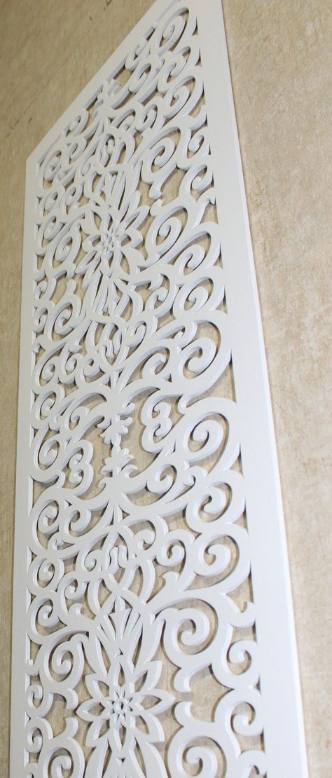 Laser-cut decorative wood panels designed to serve as ventilation air grilles, combining functionality with artistic design.#CustomWallDecor #WallDecorTrends #HomeDecor #WallDecorIdeas Diy Air Return Vent Cover, Air Vent Cover Ideas Diy, Laser Cut Panels Interior Design, Aircondition Cover Indoor, Return Air Vent Cover Ideas, Hide Ac Units Indoor, Vent Covers Decorative, Wall Heater Cover, Vent Covers Diy