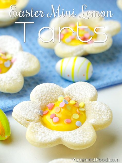 Easter Cupcakes Recipes, Easter Lemon Desserts, Cute Easter Dessert Ideas, Easter Tarts, Fancy Easter Desserts, Mini Easter Desserts, Fun Easter Desserts, Easter Desserts Ideas, Flower Tarts