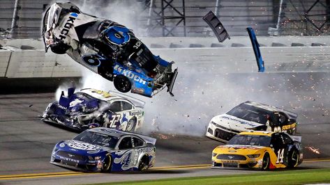 South Bend native and Purdue University alumnus Ryan Newman is sent skidding across finish line at Daytona 500 Nascar Crash, Dangerous Sports, Driver Safety, Ryan Newman, Denny Hamlin, Ryan Blaney, Daytona International Speedway, Purdue University, Daytona 500