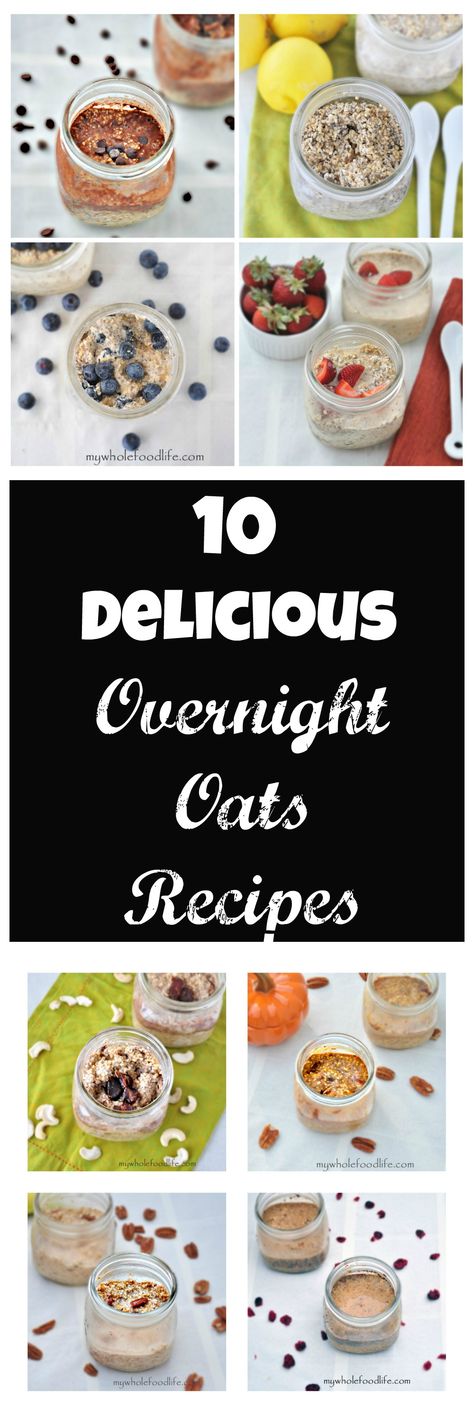 10 Delicious Overnight Oats Recipes for quick and easy breakfast options.  Make 5 at a time and have healthy breakfasts all week! #vegan #glutenfree #healthyrecipe #breakfast Delicious Overnight Oats, Bake Healthy, Overnight Oats Recipes, Easy Breakfast Options, Oat Recipes, Breakfast Oatmeal, Overnight Oat, Breakfast And Brunch, Overnight Oatmeal