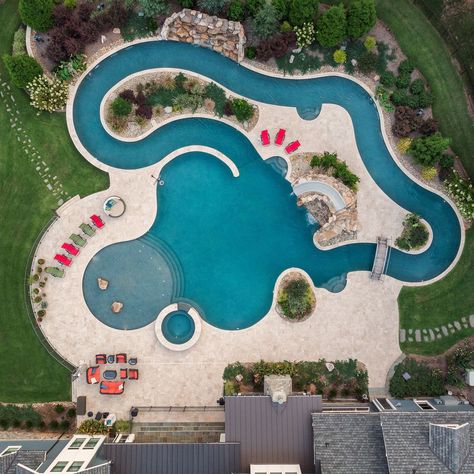 The Lazy River – Indian Trail, NC – Executive Swimming Pools, Inc. Home Lazy River Pool, Pools With Lazy River Backyards, Lazy River Pool Backyard, Walk In Pool, Backyard Lazy River, Overflow Pool, Vanishing Edge Pool, River Pool, Paver Deck