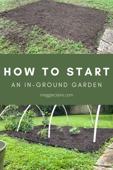 How To Start A New Garden, How To Make A Garden In The Ground, Backyard Garden In Ground, Easy Garden Layout Ideas, Garden Beds Layout Ideas, Garden Design In Ground, Starting Garden Outdoors, Diy In Ground Garden Bed, Easy Beginner Garden Layout