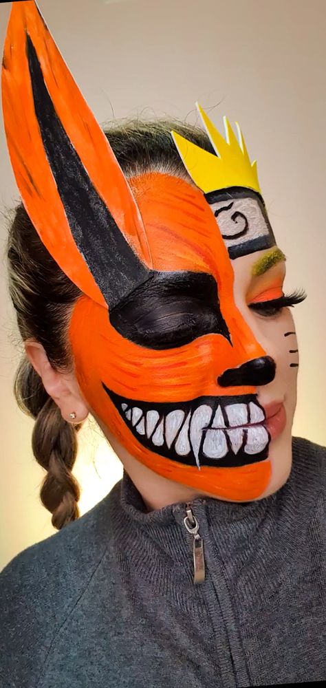 Kurama Naruto, Face Paint Makeup, Face Painting Halloween, Crazy Makeup, Face Painting, Halloween Crafts, Makeup Tips, Face Paint, Carnival Face Paint