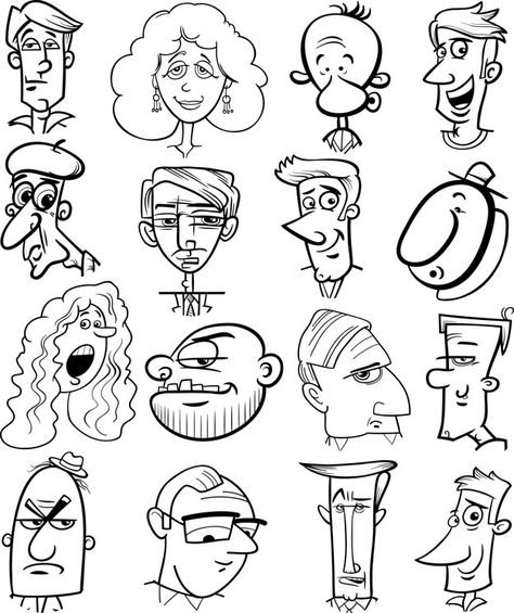 Face Stamp, رسم كاريكاتير, Premium Vector Cartoon, Arte Doodle, Doodle Characters, Drawing Cartoon Faces, Drawing Cartoon Characters, Cartoon People, Character Design Sketches