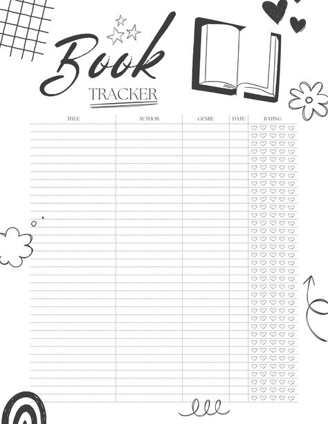 Black and White Reading Tracker Printable, Print Ready, Digital Download, Book Tracker Book Reading Tracker, Journal Printables Templates, Reading Tracker Printable, Reading Journal Printable, Reading Log Printable, Book Review Template, Black And White Books, Book Reading Journal, Bullet Journal Ideas Templates