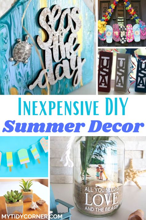 summer decor ideas for the home diy Diy Summer Decor Outdoor, Summer Decor Crafts, Summer Craft Ideas For Adults, Summer Diy Decor, Summer Decorations For Home, Diy Patriotic Decor, Summer Decor Ideas, Diy Summer Decor, Summer Nursery