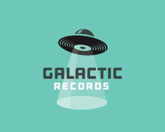 Galactic Records - Logo Design - Logomark, UFO, Vinyl Records, Beam, Space, Green, Black Best Logos Ever, Dj Logo, Inspiration Logo Design, Clever Logo, Graphic Design Blog, Identity Design Logo, Music Logo, Great Logos, Visual Inspiration