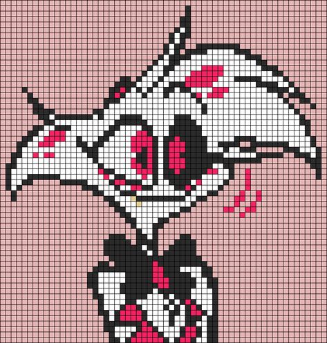 Alastor Perler Beads, Pixel Art Pattern Hazbin Hotel, Pixel Art For Minecraft, Helluva Boss Perler Bead Patterns, Cute Pixel Art Grid Easy, Helluva Boss Cross Stitch, Crochet Helluva Boss, Cartoon Alpha Pattern, Hazbin Hotel Alpha Pattern