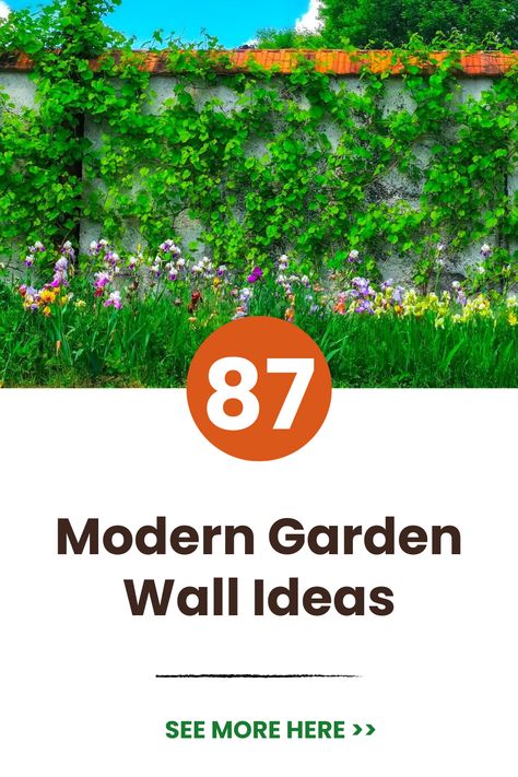 Get ready to transform your outdoor space with these 87 trending modern garden wall ideas from the for 2023. Discover innovative ways to incorporate greenery and stylish designs into your garden walls, creating a serene space for relaxation or entertaining. Be inspired by stylish, contemporary looks that will make your garden a personal paradise. Embrace outdoor living like never before! Ideas For Garden Walls, Garden Wall Topper Ideas, Feature Wall Garden Outdoor, Garden Feature Wall Ideas Outdoor, Garden Wall Covering Ideas, Garden Arch Trellis, Outdoor Trellis, Wall Tiles Design, Garden Entrance