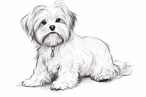 maltese dog drawing How To Draw A Maltese Dog Step By Step, Maltese Drawing Easy, Maltese Drawing, Dog Pencil Drawing, Dogs Drawing, Dog Doodle, Dog Line Drawing, Dog Drawings, Crafts Painting