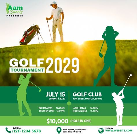 Golf Tournament Instagram Post Template | PosterMyWall Golf Charity Event, Sports Advertising, App Design Layout, Team Schedule, Golf Poster, Real Estate Marketing Design, Golf Event, Sports Poster, Golf Design