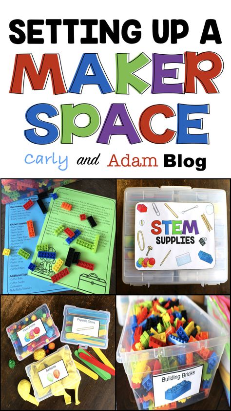 Makerspace Ideas For Kindergarten, Makers Space Elementary, Steam Makerspace Ideas, Makerspace Kindergarten, Maker Space Ideas Elementary, Maker Space Classroom, Library Makerspace Ideas, Makerspace Organization, Makerspace Elementary Library