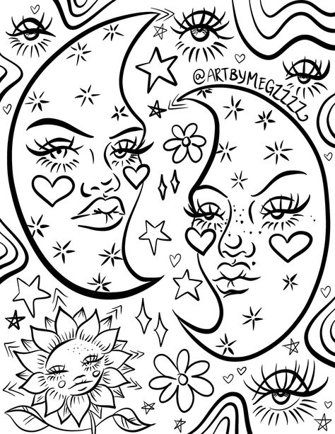 Spooky Aesthetic Coloring Pages, Trans Coloring Pages, Fun Coloring Pages For Adults, Lesbian Coloring Pages, Aesthetic Coloring Pages For Teens, Indie Coloring Pages, Coloring Book Pages Aesthetic, Easy Adult Coloring Pages, Spiritual Coloring Pages