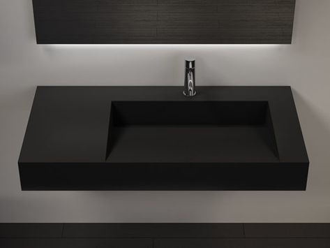 Wall Mounted Ramp Sinks | Badeloft Black Sink Powder Room, Ramp Sink, Black Bathroom Sink, Floating Sink, Wall Mounted Bathroom Sinks, Wall Mount Sinks, Black Sink, Wall Mount Sink, Modern Sink