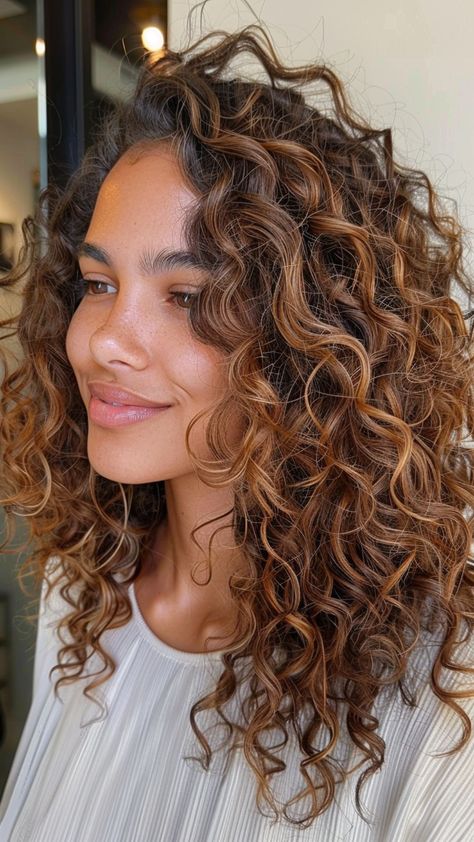 25 Gentle Brown Hair Concepts to Encourage Your Subsequent Hair Transformation- #Brown #Hair #Ideas #Inspire #Light #Transformation Check more at https://howcandothis.com/hairstyleideas/25-gentle-brown-hair-concepts-to-encourage-your-subsequent-hair-transformation/ Highlight Ideas For Curly Hair, Copper Babylights On Dark Hair, Darker Blonde Highlights On Brown Hair, Brown With Chestnut Highlights, Bayalage Copper Brown, Chestnut Brown Highlights Curly Hair, Curl Color Hair, Latina Hair Color Ideas Highlights, Light Brown Curly Balayage