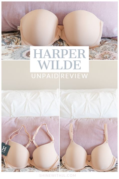 I wasn't sponsored or paid for this online bra shop review. All bras were purchased by me! An unbiased, honest review of all three Harper Wilde bra styles and the home try-on program. Nude strapless, t-shirt and push-up bra. Also compared ThirdLove vs Harper Wilde. Sizing, color and padding are covered topics as well as bra recycling. #thirdlove #bras #productreview #reviews #pink #lingerie #onlineshopping #unboxing #comfortablebra #recycle Thirdlove Bras, Harper Wilde, Style Development, Bra Shopping, Old Bras, Under Wear, Future Clothes, Digital Services, Lingerie Drawer