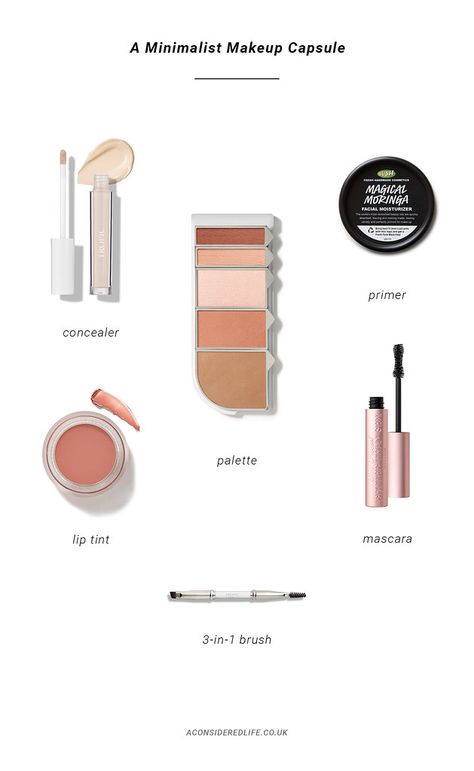 Creating A Minimalist Makeup Collection On The Go Makeup Bag, Minimalist Makeup Essentials, Minimilastic Makeup, Minimal Make Up Looks, Minimal Makeup Bag Essentials, Minimalist Makeup Products, Minimal Makeup Products, Minimal Makeup Collection, Minimalist Makeup Collection