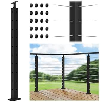 Gyykzz 36" Adjustable Top Mount One-Stop Cable Railing Post Kits Loft Bed Plans, Cable Grommet, Rectangular Prism, Cable Railing, Bed Plans, Deck Railings, Stainless Steel 304, 90 Degrees, Railing