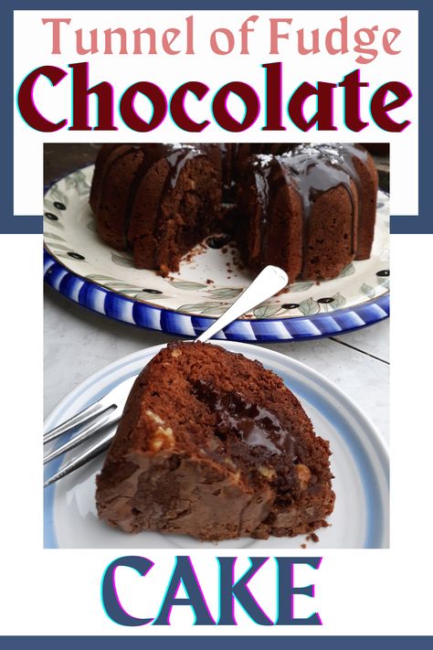 A richly decadent chocolate cake with a tunnel of fudge in the center! A cake worthy of Center Stage! #tunneloffudgechocolatecake #bestchocolatecakerecipe #easytunnel of fudgechocolatecake #richchocolatecakewithfudgycenter #richchocolatecakeforparties #easychocolatecakeforfamily #bestchocolatecakeforentertaining #fudgychocolatecakewithfudgecenter #richestchocolatecake #butterchocolatecake #butterpoundchocolatecake #fudgiestchocolatecake #easyshowstopperchocolatecake #bundtfudgychocolatecake Tunnel Of Fudge Bundt Cake Recipe, Fudge Bundt Cake, Fudge Chocolate Cake, Ingredients For Cake, Tunnel Of Fudge Cake, Fudge Cake Recipe, Mint Chocolate Cake, Fudge Chocolate, Royal Yacht