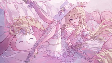 Digital Art Anime, My Melody, Larp, Pretty Art, Pink Girl, Girly Things, Desktop Wallpaper, Aesthetic Anime, Genshin Impact