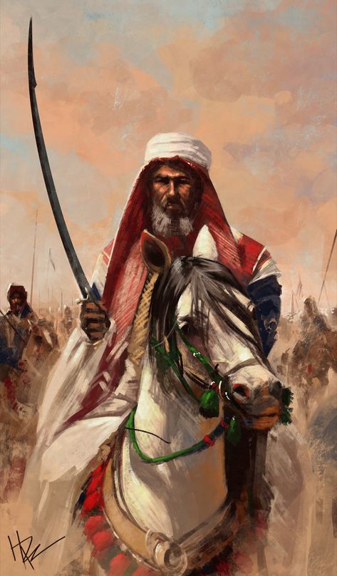 Arabian Warrior, Hassan Ali, Arab Art, Arabian Knights, Old Warrior, Historical Warriors, Arabian Art, Art Islamic, Islamic Artwork