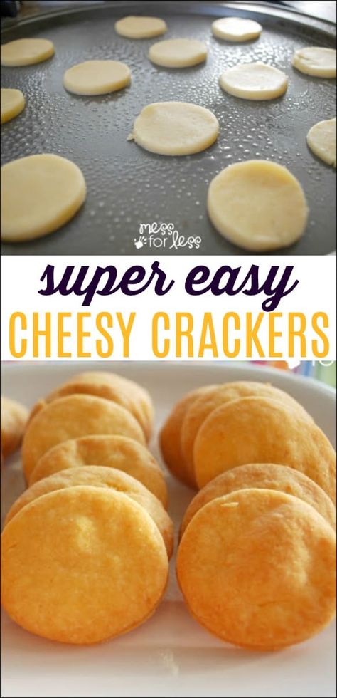 Did you know that you can make your kids yummy cheesy crackers that taste better than those cheese crackers you get at the store? I have been wanting to make try to make our own Easy Cheese Crackers, Cheese Cracker Recipe, Homemade Crackers Recipe, Homemade Cheese Crackers, Cheesy Crackers, Cracker Recipe, Easy Snacks For Kids, Toddler Recipes, Savoury Biscuits