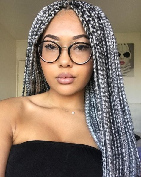 Grey Braids, Grey Box Braids, Grey Hair Braids, Crochet Braids Marley Hair, Colored Box Braids, Braided Dreadlocks, Jumbo Braiding Hair, Braiding Hair Extensions, Marley Hair