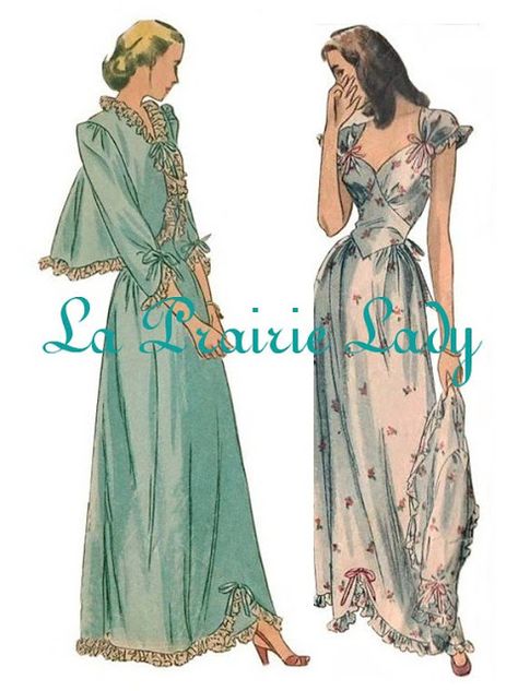 Vintage Nightgowns | Va-Voom Vintage Vintage Nightgown Pattern Lace, 1940s Nightgown, Night Gown Vintage Sewing Patterns, Vintage V-neck Nightgown For Loungewear, Vintage V-neck Nightgown For Spring, Beautiful Nightgown, 2000s Clothing, Nightgown Pattern, Bed Jacket