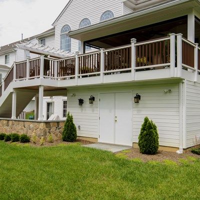 Porch With Storage Underneath, Under Deck Room Addition, Under Deck Workshop, Under Porch Storage Ideas, Enclosed Under Deck Ideas, Enclosed Under Deck, Deck With Storage Underneath, Under Porch Storage, Under Deck Storage Shed