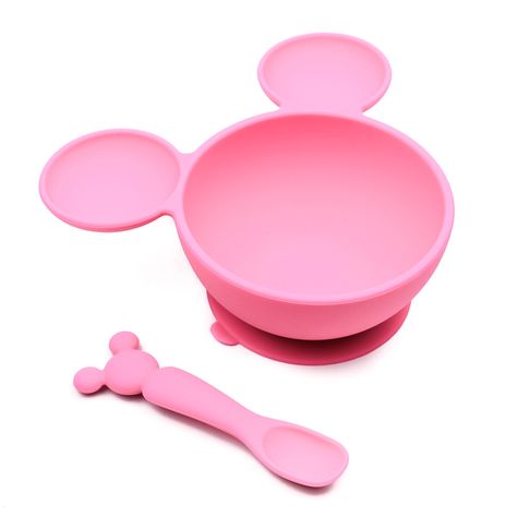 Toddler Plates, Baby Dishes, Baby Feeding Set, Baby Bowls, Silicone Bowl, Baby Minnie, Minnie Mouse Pink, Baby Minnie Mouse, Led Weaning