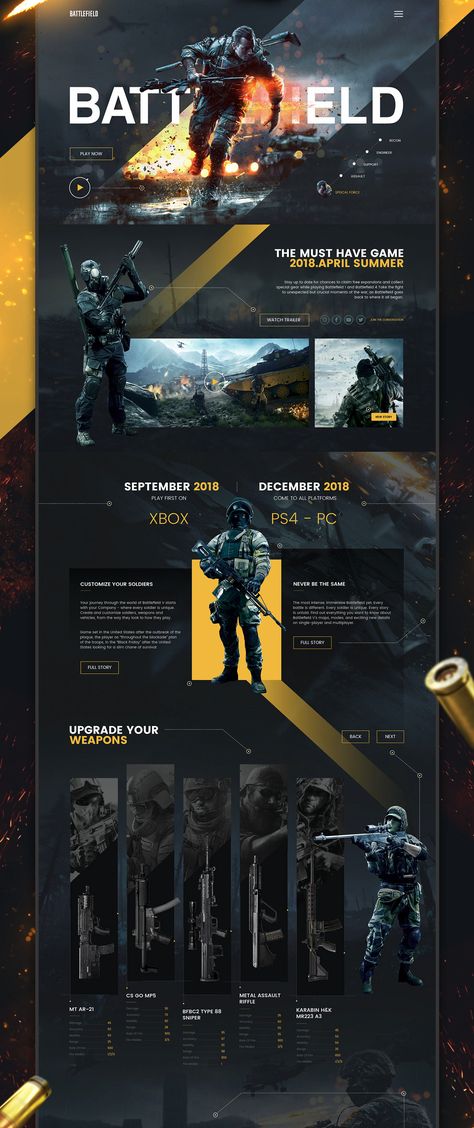 Battlefield UI/UX Design / Web Design on Behance Desain Ux, To Do App, Design Sites, Flat Web Design, Web Design Websites, Web Design Quotes, Desain Ui, Best Website Design, Graphisches Design