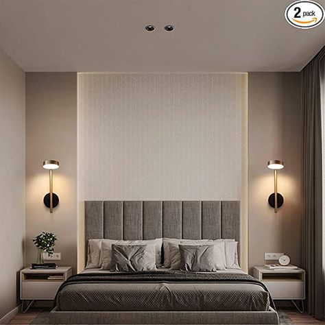 Wall Lighting Design Bedroom, Home Lights Decor, Light For Bedroom Wall, Bed Wall Lighting, Bed Side Wall Lamps, Decor Wall In Bedroom, Bedroom Back Wall Design Modern Simple, Bed Head Wall Design Room Ideas, Room Back Wall Design