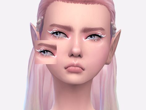 Sims 4 Fairy Makeup, Ts4 Fairy Cc, Sims4 Eyeliner, Fairy Eyeliner, Simple Highlights, Emo Eyeliner, Ts4 Mod, Ts4 Makeup, Sims Makeup