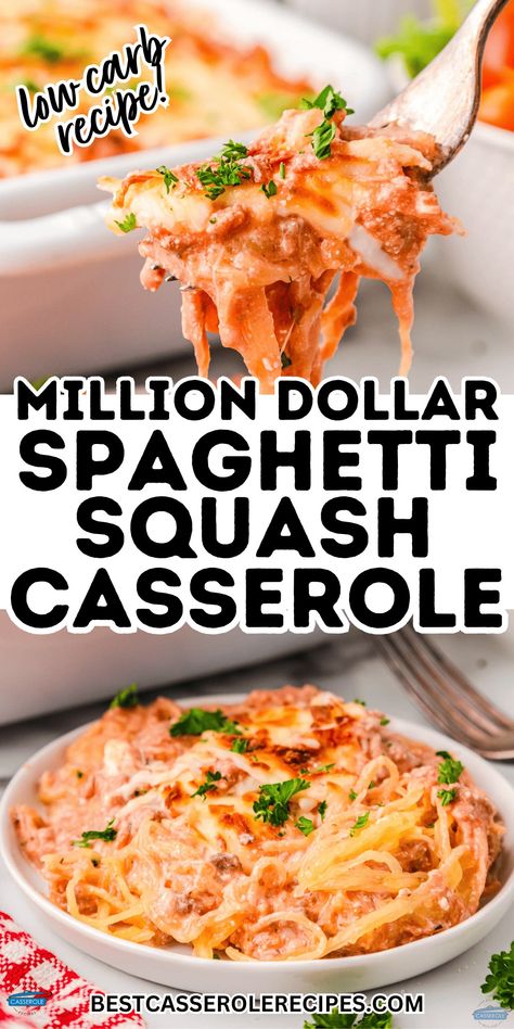 Million Dollar Spaghetti Squash Casserole Million Dollar Spaghetti Squash Casserole, Spaghetti Squash Casserole Recipes, Million Dollar Spaghetti Squash, Speggetti Squash Recipes Spaghetti, Spaghetti Squash Noodles, Spaghetti Squash Recipes Healthy, Italian Casserole, Million Dollar Spaghetti, Favorite Casserole Recipes