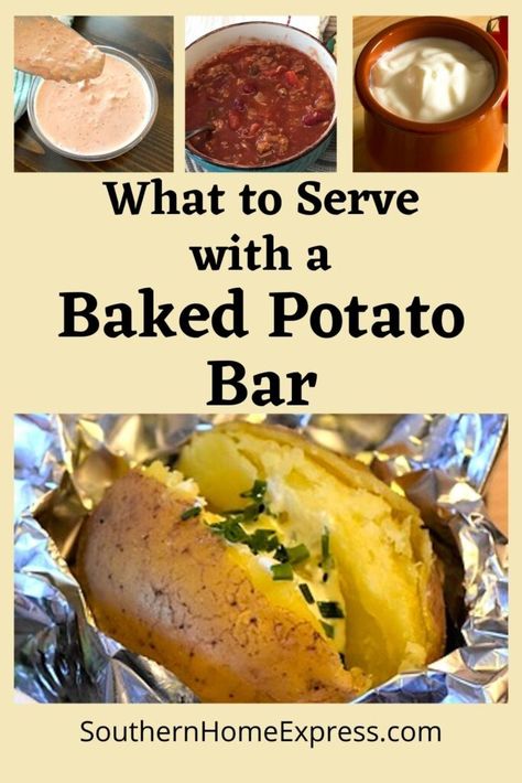 Baked Potato Bar Birthday Party, Baked Potatoes Bar Toppings, Potatoe Bar Toppings, Sides For Baked Potato Bar, Bake Potatoes Bar Ideas, Bake Potato Toppings Ideas, Loaded Potato Bar Ideas, Loaded Baked Potato Toppings, Potato Bar Party Ideas