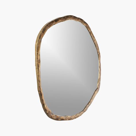 Abel Brass Round Wall Mirror 48" + Reviews | CB2 Round Mirror Brass Frame, Bintage Round Mirror, Oversized Round Mirror, Handmade Mirrors, Rustic Mirrors, French Cleat, Unique Mirrors, Circular Mirror, Unique Bathroom