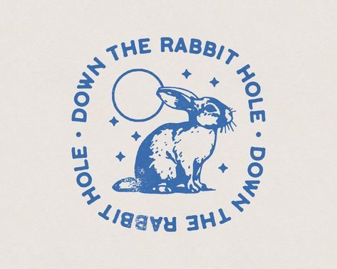 Style Aesthetics, Rabbit Tattoos, Down The Rabbit Hole, The Rabbit Hole, Distressed Texture, Rabbit Hole, The Rabbit, Vintage Graphics, Cute Bunny